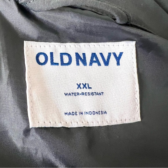 Old Navy Water-Resistant army green raincoat trench coat cotton nylon canvas XXL - Picture 8 of 12